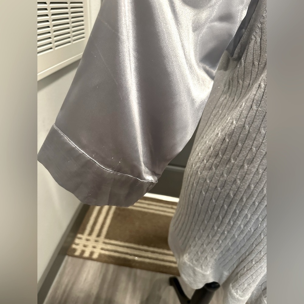 Silver Solid Button Front Drop Shoulder Shirt, - image 7